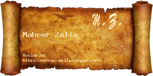 Mahrer Zella névjegykártya
